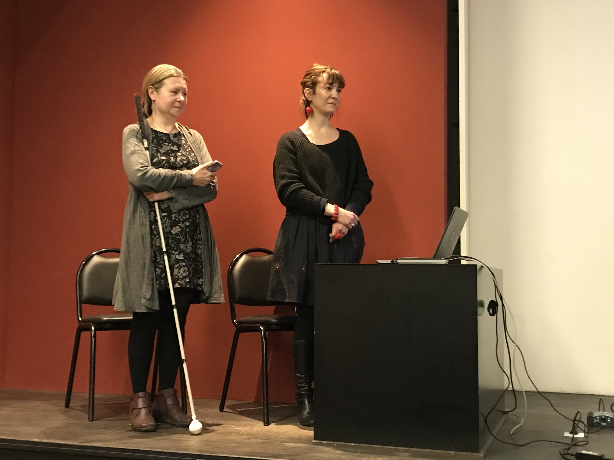 Photo de la présentation de Hannah Thompson et Marion Chottin au Musée des Beaux Arts de Rouen. 